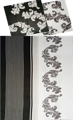 Produktbild von 2-tlg. Baumwoll Biber Bettwäsche 135x200 + 80x80 cm, schwarz weiß, Streifen/Ranken, 100% Baumwolle