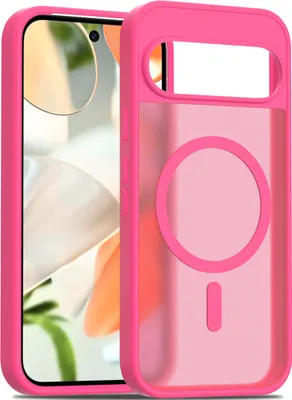 Produktbild von Magnetisch Hülle für Google Pixel 9 / Pixel 9 Pro, Kompatibel mit MagSafe, Transluzente Matt Rückseite Stoßfeste Handyhülle Rosa