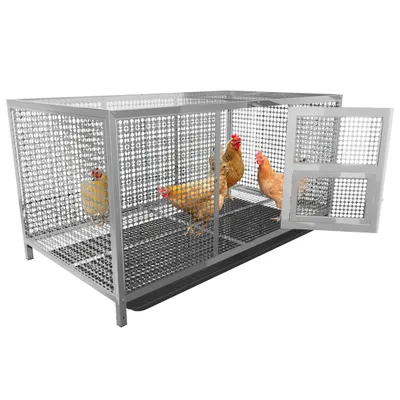 Produktbild von WISFOR Outdoor Hühnerstall aus Edelstahl, Hühnerhaus Wasserdichte Schutzhülle, Geflügelstall mit herausnehmbarer Kotauffangtablett, 110×60×60 cm