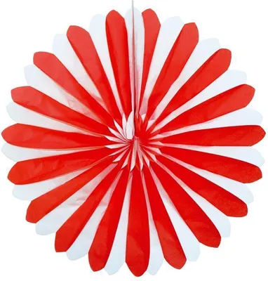 Produktbild von Dekofächer Rot/Weiß 120cm, schwer entflammbar