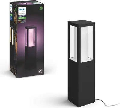 Produktbild von Philips Hue White and Color ambiance Hue Impress Sockelleuchte (Niedervolt), Intelligente Sockel-/Pfostenbeleuchtung, Bluetooth/Zigbee, Schwarz, LED, Aluminium, Glas, Nicht austauschbare(s) Leuchtmittel