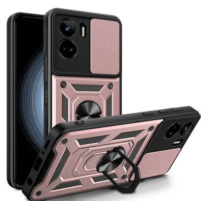 Produktbild von Outdoor Panzer Hülle Honor 90 Lite Handyhülle mit Slide Kameraschutz Ringhalter Rosegold