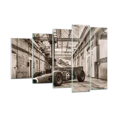 Produktbild von Bilder auf glas - 5 Teile - Formel 1 Rennen Retro - 150x100cm - Glasbilder - Wandbilder - Bilder - zum Aufhängen bereit - Wanddekoration aus Glas - Glas Bilder - Wandbild auf Glas - GEG150x100-4918