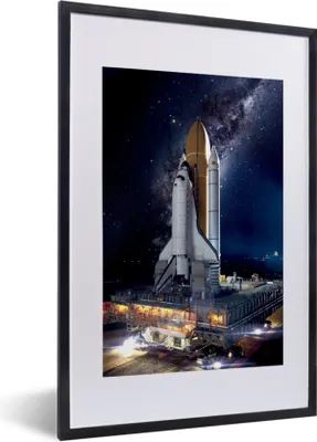 Produktbild von MuchoWow® Gerahmtes Poster Rakete - Weltraum - Sterne 40x60 cm - Poster mit Schwarzem Bilderrahmen Wandposter Rahmen Foto Bilder - Poster in Rahmen