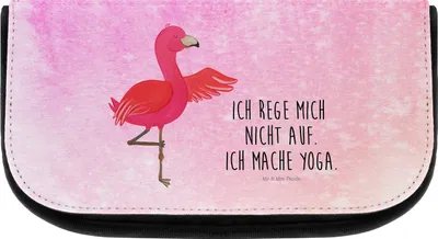 Produktbild von Mr. & Mrs. Panda Kulturbeutel Flamingo Yoga - Aquarell Pink - Geschenk, Entspannt, Baum, kulturtäschchen, Make-Up Tasche, Vogel, kleiner, Achtsamkeit, Organizer, Yogi