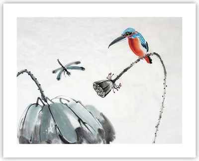 Produktbild von Poster - Poster ohne Rahmen - Libelle Vogel Blume - 50x40 cm - Wand Bild - Wanddeko - Wandbilder - Kunstposter - Wandposter - Bilder - Kunstdruck - Wanddekoration - Wandbild - P2XAA50x40-4361