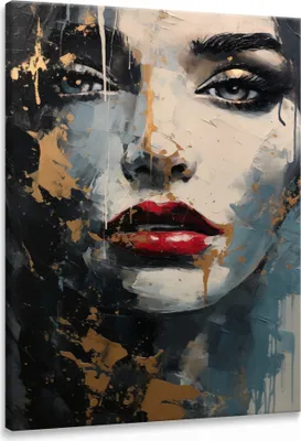 Produktbild von Muralo Leinwandbild Canvas Wandbild Frau GESICHT Porträt Malarei Abstraktion Wanddeko 80 cm x 120 cm