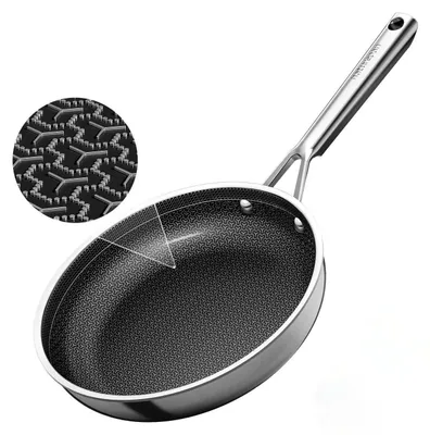 Productafbeelding van Roestvrijstalen pan, 24 cm, met DiamondTitan-keramische antiaanbaklaag. Wafelpan, geschikt voor inductie, vaatwasmachinebestendig