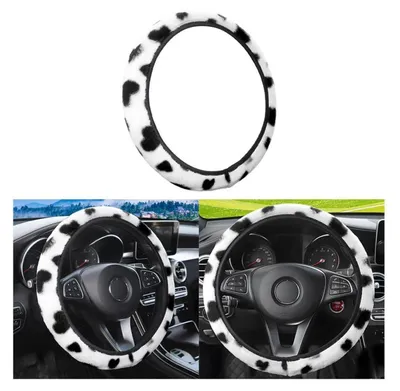 Produktbild von Auto Lenkradhülle 3-teiliges Set Plüsch Schwarz Universal 38cm Durchmesser