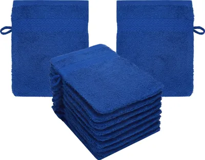 Produktbild von Betz 10 Stück Waschhandschuhe 16x21 cm PREMIUM 100% Baumwolle  Farbe: royalblau