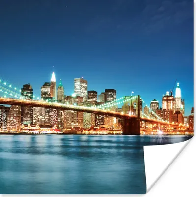 Produktbild von MuchoWow® Poster New York - Brücke - Architektur - Brooklyn - Licht 75x75 cm - Wand Dekoration