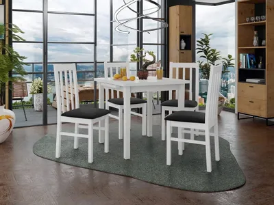 Image de Table à manger extensible 80 cm avec 4 chaises ADELBITE 4 - blanc / noir
