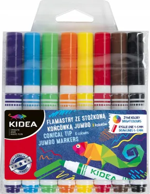 Produktbild von Marker 8 Farben Jumbo konische Spitze Kidea