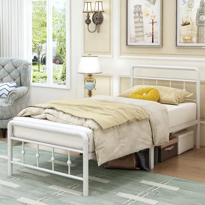 Productafbeelding van Metaalbedframe met een Victoriaans hoofdeinde, 90 x 190 cm