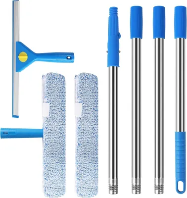 Zdjęcie produktu dla Zestaw do czyszczenia okien 35 cm, ściągaczka 38 cm, rączka 1,5 m, do okien
