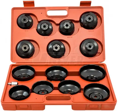 Produktbild von Varan Motors - VT01037 15 TEILIGES ÖLFILTERSCHLÜSSEL SATZ SET ÖLFILTERKAPPEN WERKZEUG KOFFER ÖLFILTER 65-100mm