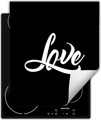 Immagine prodotto di DarHaus Piastra di copertura per fornelli 45x52 cm Tappetino antiscivolo Roll-up, nero - Love