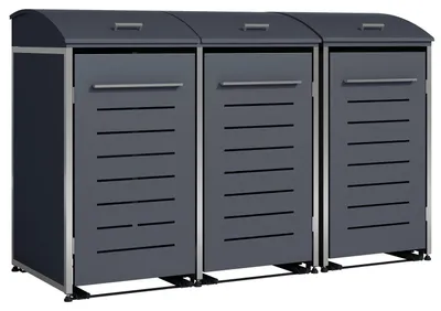 Produktbild von 3er Mültonnenbox 211 x 136 x 83 cm Stahl Anthrazit