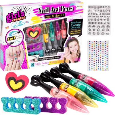 Produktbild von MalPlay Nagellack Set 9 Elemente Nagelset mit 4 Einfarbiger auf Wasserbasis Zubehör Geschenk für Mädchen ab 6 Jahren