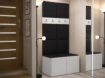 Obrázok produktu pre Predsieňová stena s čalúnenými panelmi 42x42 SELAND 4 - biela / čierna