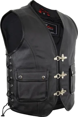 Produktbild von Leder Kutte mit Taschen, Seiten geschnürt, Lederweste, Bikerweste, Rockerweste(S)