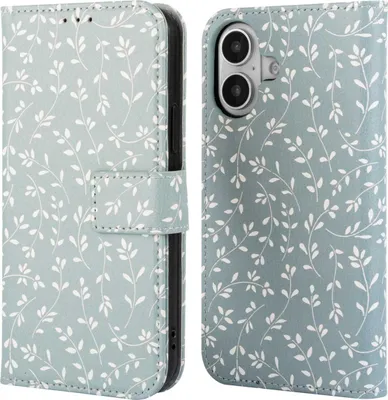 Image de imoshion Design Bookcase pour l'Apple iPhone 16 - Smoke Green Flowers