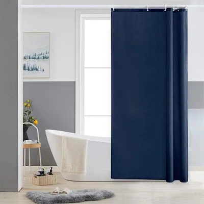 Image de Rideau de douche anti-moisissure, bleu foncé, 90 x 180 cm, polyester, lavable
