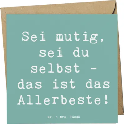 Produktbild von Mr. & Mrs. Panda Klappkarte Spruch Mutig zu sich selbst stehen - Meeresbrise - Geschenk, Mutmacher, anlasskarte, doppelkarte, Zuversicht, faltkarte, Herzliche Botschaften