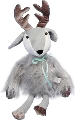 Produktbild von Weihnachts-Rentier-Elch, sitzend mit Fell, 43 cm