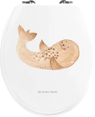Produktbild von Mr. & Mrs. Panda Klo-Deckel Robbe Liegen - Weiß - Geschenk, WC-Sitz, Seehund, Toilettendeckel, Klobrille, WC Sitz, Ostsee, Lachen, Gute Laune, Brille, Strand, Nordsee