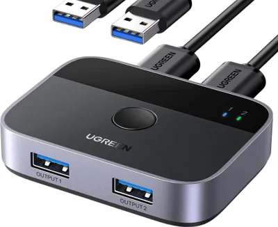 Image de Adaptateur Ugreen Cm757 2W1 2X Usb-A 3.0 (In) / 2X Usb-A (Out) - Gris