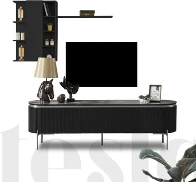 Produktbild von Wohnzimmer Set Besteht aus Schwarz TV Lowboard und Wandschrank 2tlg.