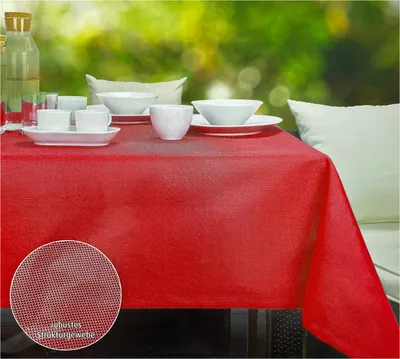 Produktbild von heimtexland ® Textile Outdoor Garten Tischdecke schmutz- und wasserabweisend waschbar Gartentischdecke Typ784 Rot 140 x 240 cm