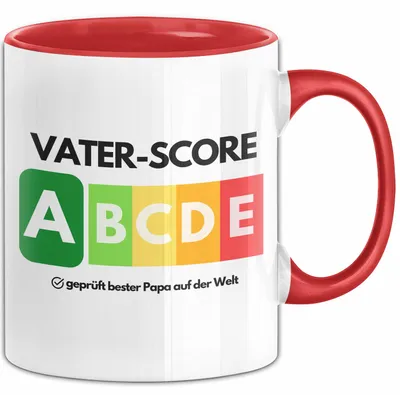 Produktbild von Vater-Score Tasse Geschenk Bester Vater Der Welt Abschied Witz Abschiedsgeschenk Papa (Rot)