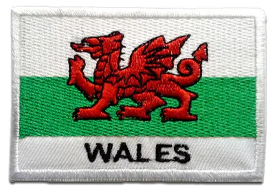 Obrázok produktu pre Vlajka Walesu - nášivka, nažehľovacia, nášivky, nášivky, nažehľovacie, veľkosť: 5,3 x 7,5 cm