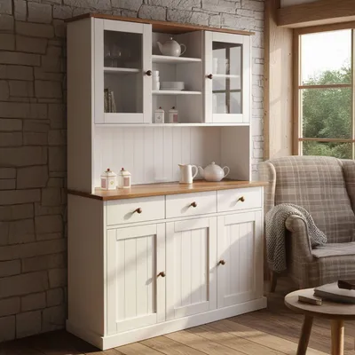 Produktbild von Loranze - Sideboard, 131x45x181h cm Weiß, 3 Schubladen