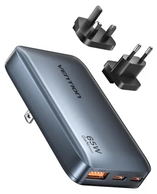 Produktbild von VENTION USB C Ladegerät 65W GaN Slim,mit EU/US/UK Stecker,3-Port Charger