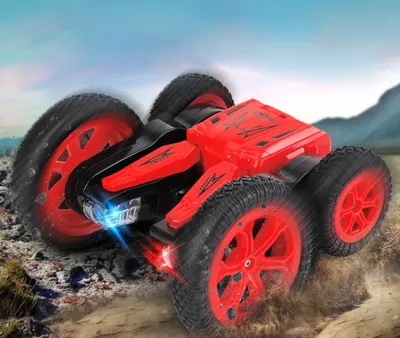Imagen del producto de JJR/C Q71, vehículo de juguete con control remoto de 2.4Ghz, con doble motor, capaz de realizar acrobacias y volteretas, color rojo