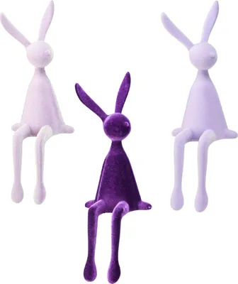 Produktbild von Kantenhocker Hasen Figuren Osterdeko beflockt Frühjahr Tischdeko, 3 Stück