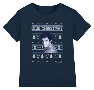 Image de Elvis Presley - T-shirt « Blue Ugly Christmas » pour enfants TV32533 (104) (marine)