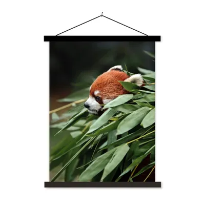 Produktbild von MuchoWow® Textilposter Panda - Rot - Pflanze 90x120 cm mit schwarzem Rahmen - Dekoration