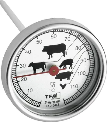Analoge Bratenthermometer aus Edelstahl, Fleischthermometer, 1 Stück, Silber