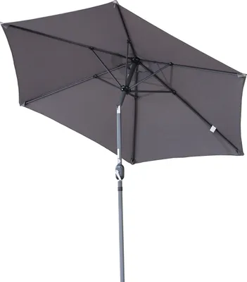 Image de Angel Living Parasol en aluminium, 250 cm, avec mécanisme d'inclinaison à manivelle, protection solaire UV 50+ Gris