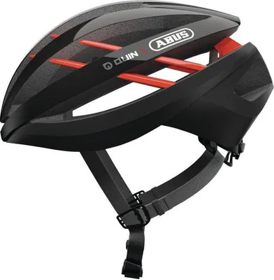 Produktbild von ABUS Rennradhelm Aventor Quin - Smarter Fahrradhelm mit Crash-Erkennung und SOS-Alarm-System - für Damen und Herren - Schwarz Matt, Größe M (54-58 cm)