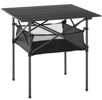 Produktbild von Campingtisch aus Aluminium faltbar Klapptisch Falttisch mit Netztasche tragbarer Picknicktisch für Camping Garten Party Picknick Balkon Schwarz 70 x 70 x 69 cm