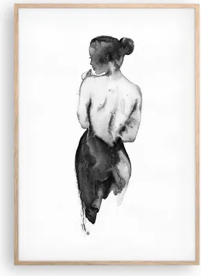 Produktbild von Gerahmtes Poster - Rahmen in heller Eiche - Aquarell Frau Nacktheit - 70x100 cm - Wand Bild - Wanddeko - Wandbilder - Kunstposter - Wandposter - Bilderrahmen - Bilder - Kunstdruck - P2NPA70x100-4721