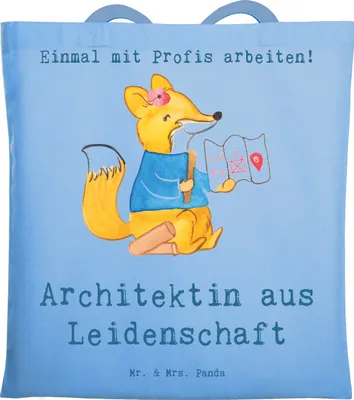 Produktbild von Mr. & Mrs. Panda Schultasche Architektin Leidenschaft - Sky Blue - Geschenk, Witzig, Beutel, Spruch, Beruf, Tasche, Lustig, Innenarchitektin, Architekturbüro, Jutebeutel