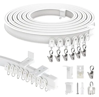 Productafbeelding van Solidchoice - 10 m Flexibele Plafondrail met Stille Rollen - Voor Gordijnen en Ruimtescheiding