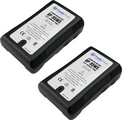 Produktbild von 2x Trade-Shop Li-Ion Akku V-Mount 14,4V 6600mAh 95Wh mit D-Tap USB Ausgang für Sony DXC-D35WSPL DXC-D50 DXC-D50H DXC-D50K DXC-D50L DXC-D50P DXC-D50PH
