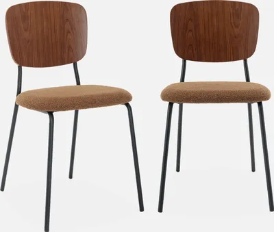 Produktbild von sweeek - 2er-Set Stühle mit strukturiertem Bouclé-Sitz - Senfgelb